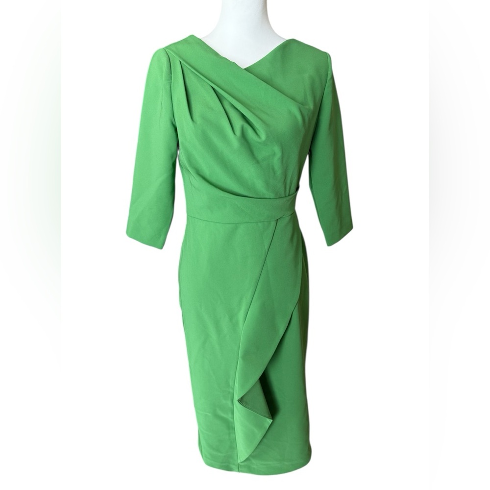 Kay Unger JOELLE MIDI DRESS in Lush Green women’s sz 4 new nwt